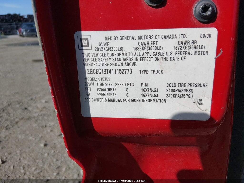 2GCEC19T411152773 2001 CHEVROLET SILVERADO 1500 photo no. 9
