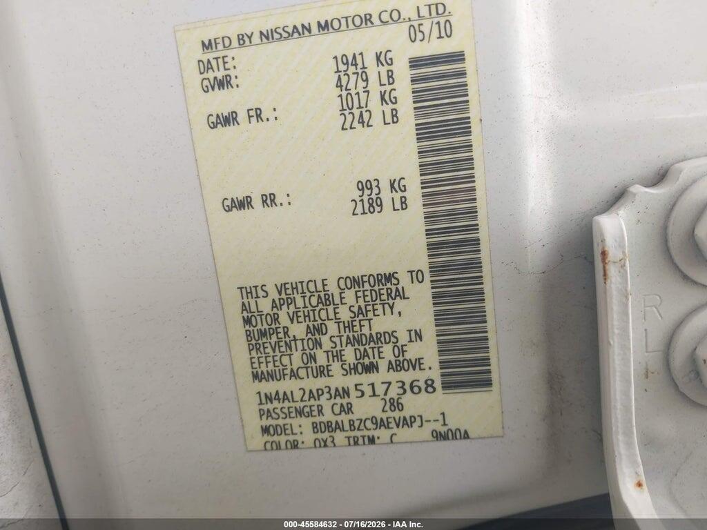 1N4AL2AP3AN517368 2010 NISSAN ALTIMA photo no. 9