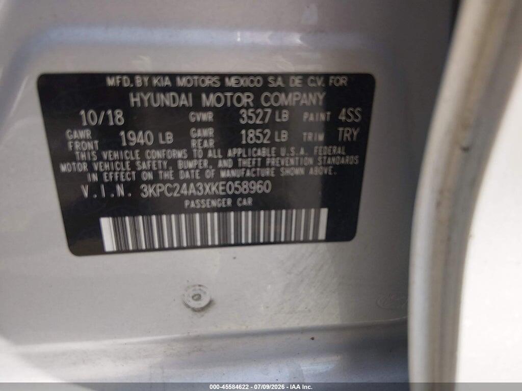 3KPC24A3XKE058960 2019 HYUNDAI ACCENT photo no. 9