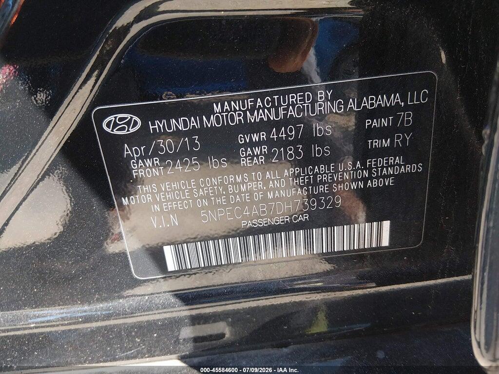 5NPEC4AB7DH739329 2013 HYUNDAI SONATA photo no. 9