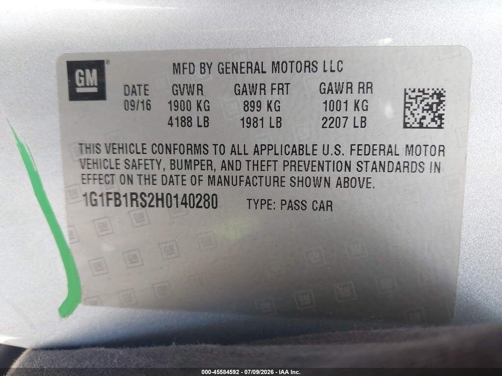1G1FB1RS2H0140280 2017 CHEVROLET CAMARO photo no. 9