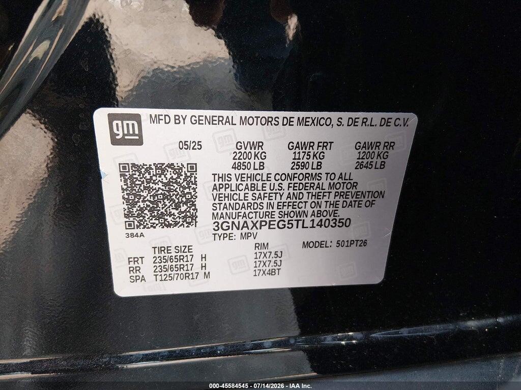 3GNAXPEG5TL140350 2026 CHEVROLET EQUINOX photo no. 9