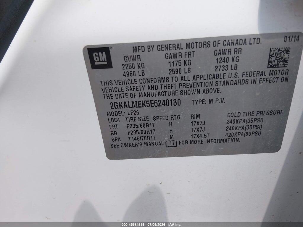 2GKALMEK5E6240130 2014 GMC TERRAIN photo no. 9