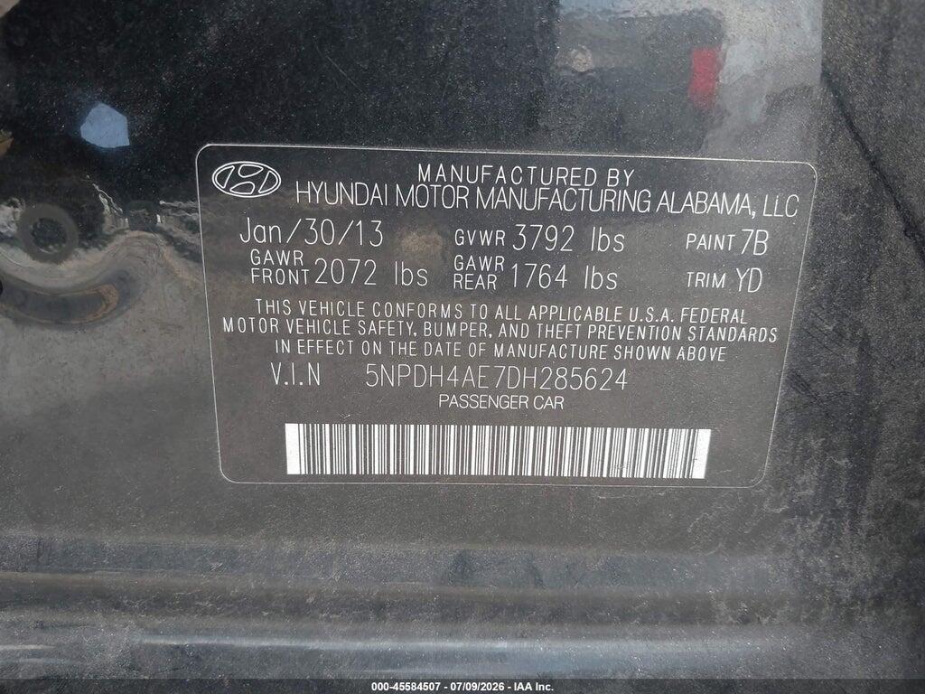 5NPDH4AE7DH285624 2013 HYUNDAI ELANTRA photo no. 9