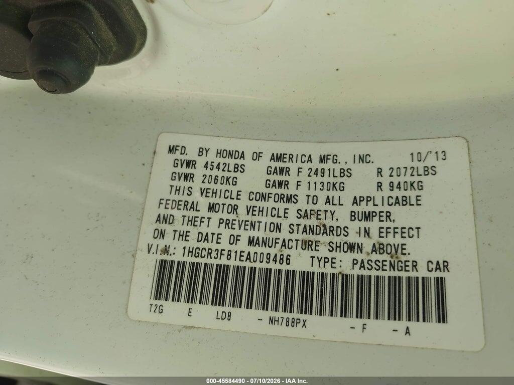 1HGCR3F81EA009486 2014 HONDA ACCORD photo no. 9