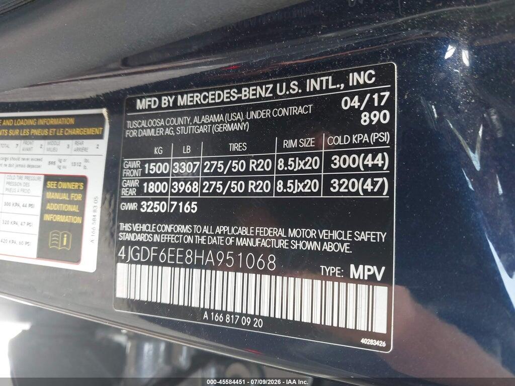 4JGDF6EE8HA951068 2017 MERCEDES-BENZ GLS 450 photo no. 9