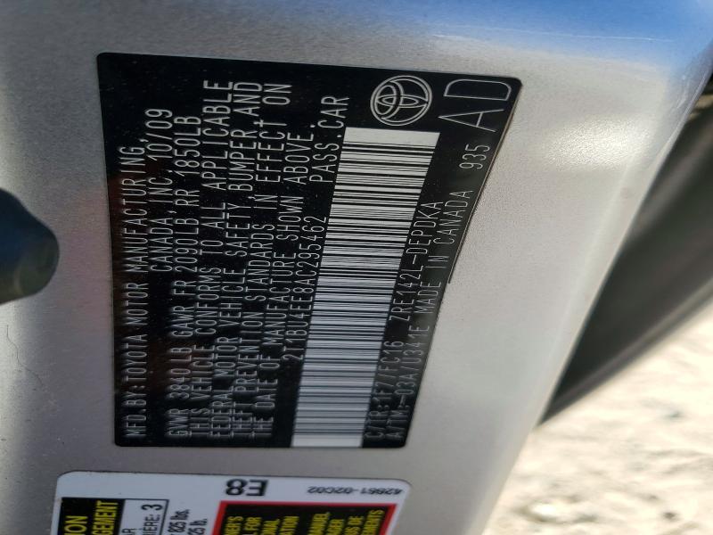 2T1BU4EE8AC295462 2010 TOYOTA COROLLA photo no. 12