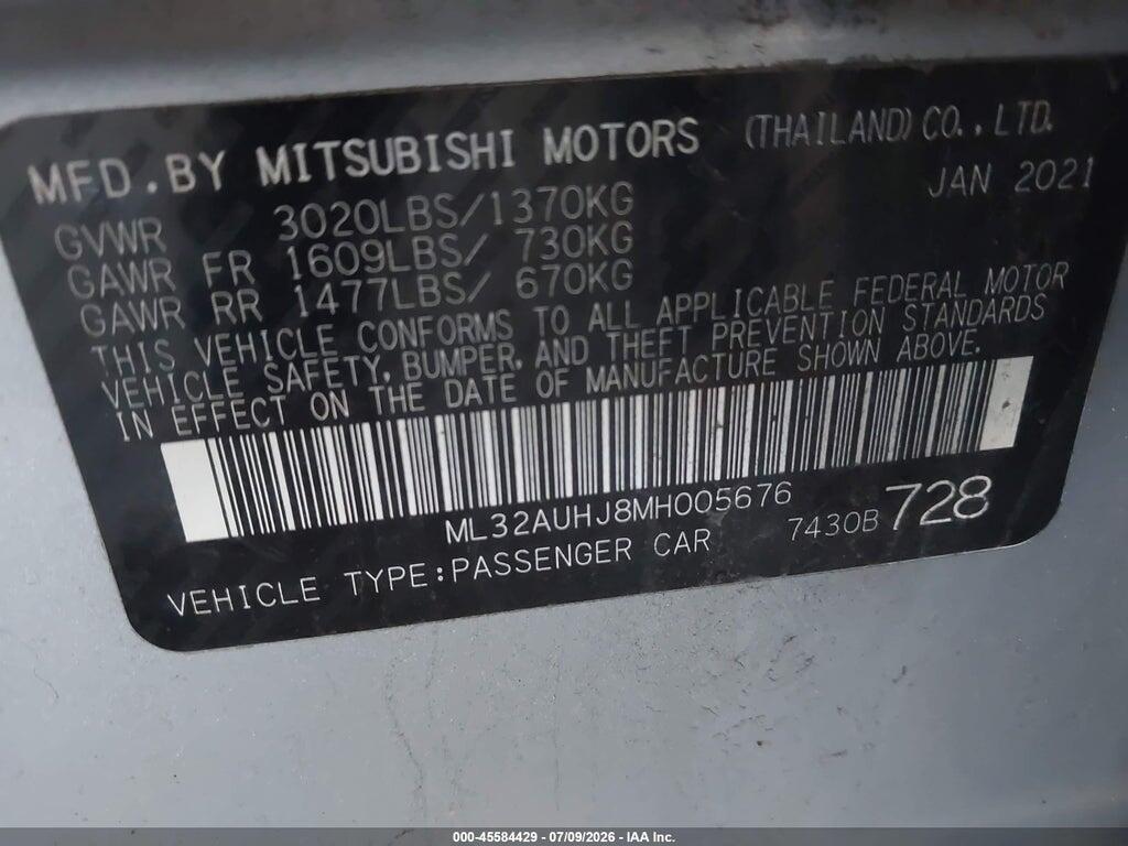 ML32AUHJ8MH005676 2021 MITSUBISHI MIRAGE photo no. 9
