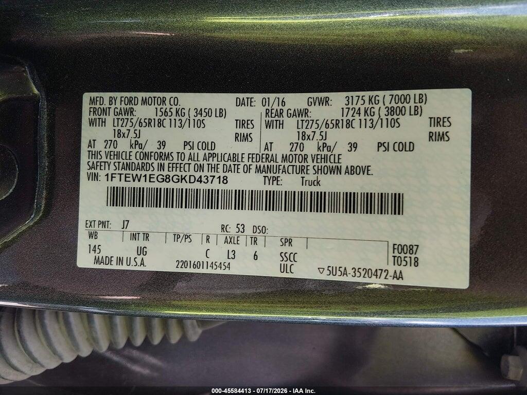 1FTEW1EG8GKD43718 2016 FORD F-150 photo no. 9