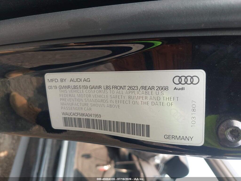 WAUC4CF58KA041959 2019 AUDI S5 photo no. 9