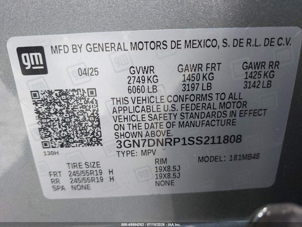 3GN7DNRP1SS211808 2025 CHEVROLET EQUINOX EV photo no. 9
