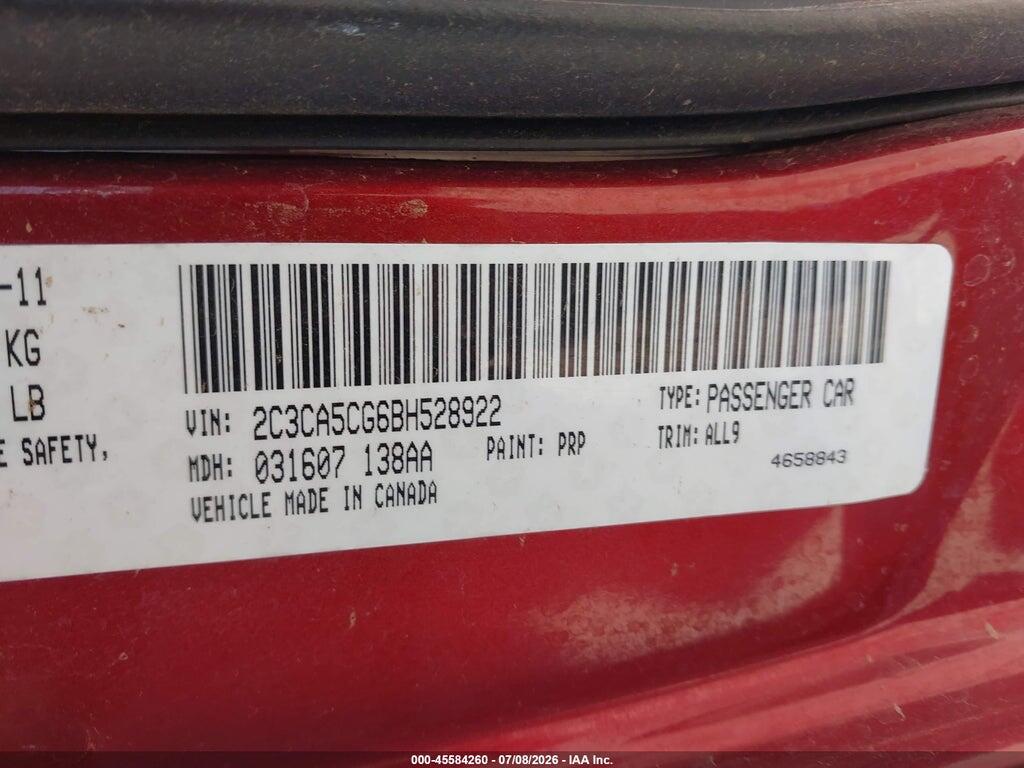 2C3CA5CG6BH528922 2011 CHRYSLER 300 photo no. 9
