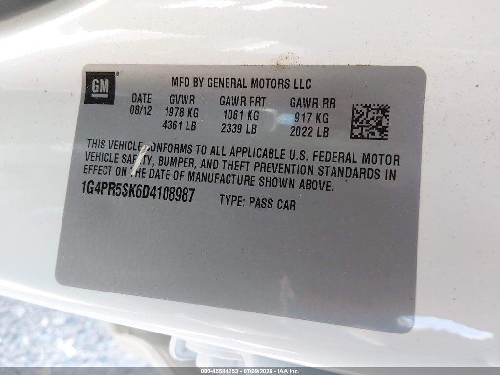 1G4PR5SK6D4108987 2013 BUICK VERANO photo no. 9
