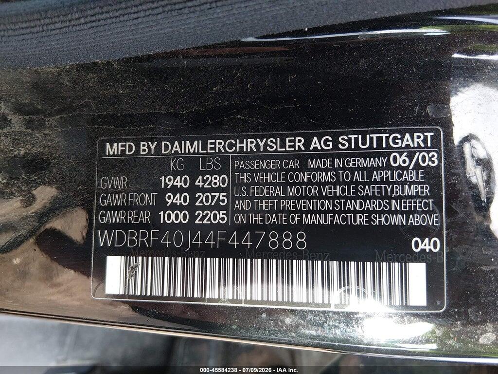 WDBRF40J44F447888 2004 MERCEDES-BENZ C 230 photo no. 9