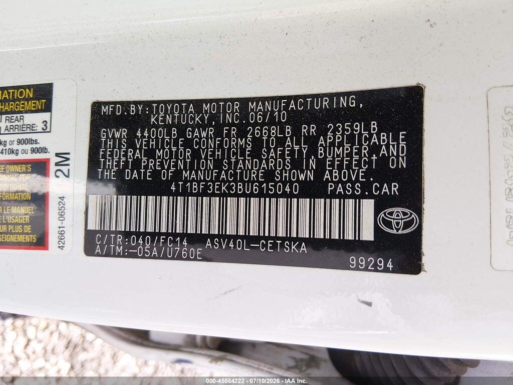 4T1BF3EK3BU615040 2011 TOYOTA CAMRY photo no. 9