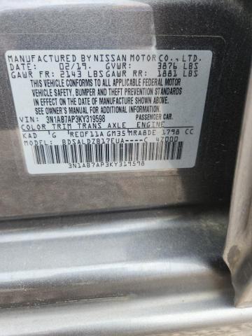 3N1AB7AP3KY319598 2019 NISSAN SENTRA photo no. 12
