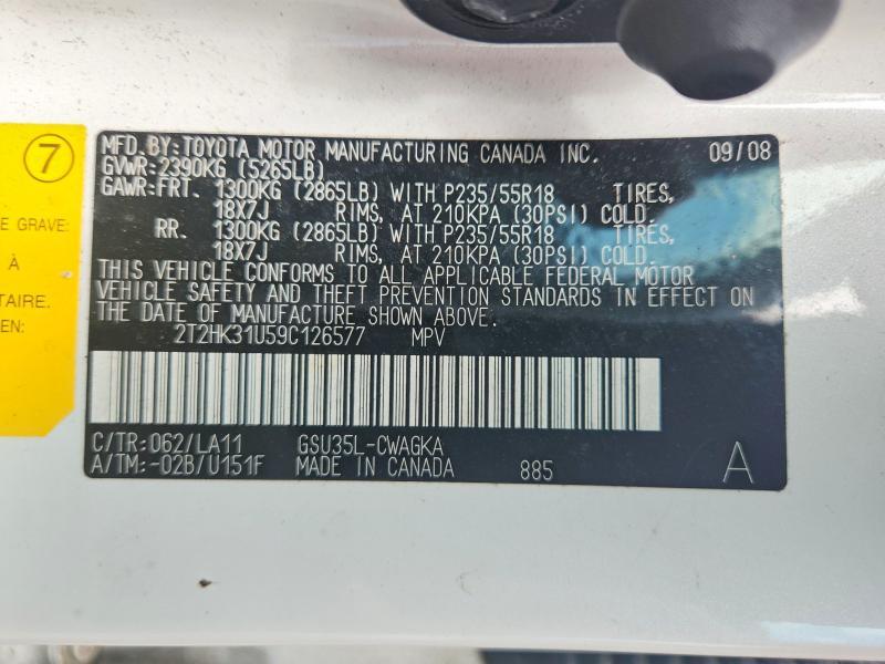 2T2HK31U59C126577 2009 LEXUS RX photo no. 12