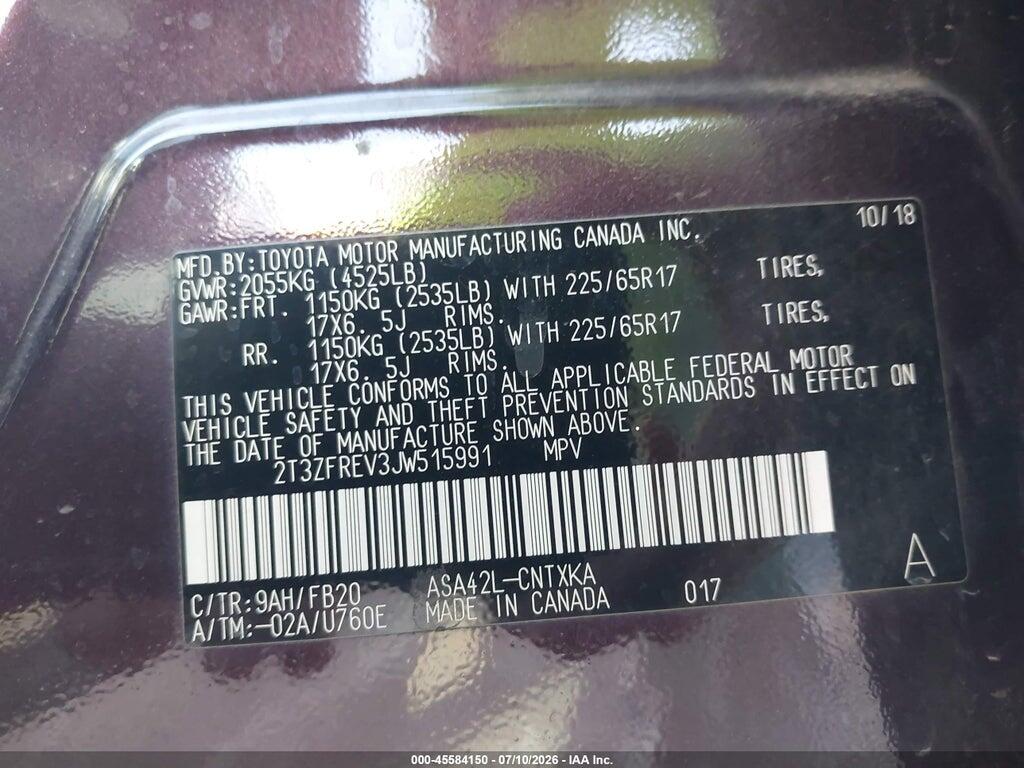 2T3ZFREV3JW515991 2018 TOYOTA RAV4 photo no. 9