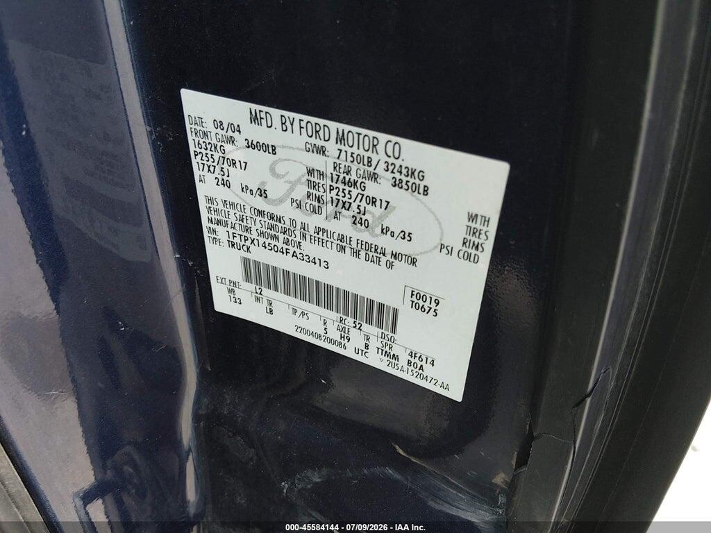 1FTPX14504FA33413 2004 FORD F-150 photo no. 9