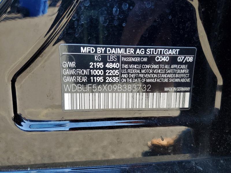 WDBUF56X09B383732 2009 MERCEDES-BENZ E photo no. 12