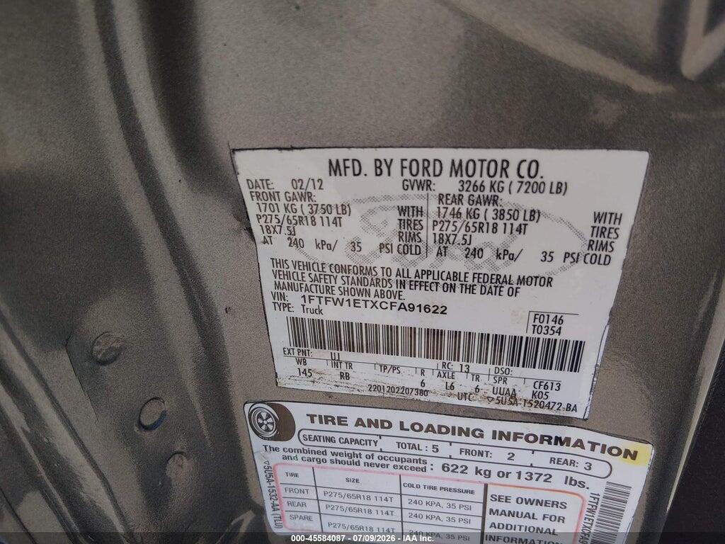 1FTFW1ETXCFA91622 2012 FORD F-150 photo no. 9