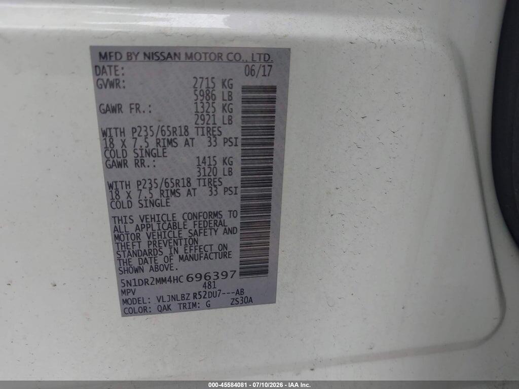 5N1DR2MM4HC696397 2017 NISSAN PATHFINDER photo no. 9