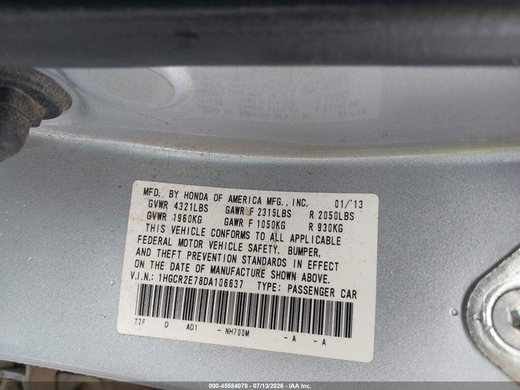 1HGCR2E78DA106637 2013 HONDA ACCORD photo no. 9