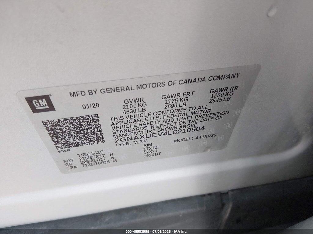 2GNAXUEV4L6210504 2020 CHEVROLET EQUINOX photo no. 9