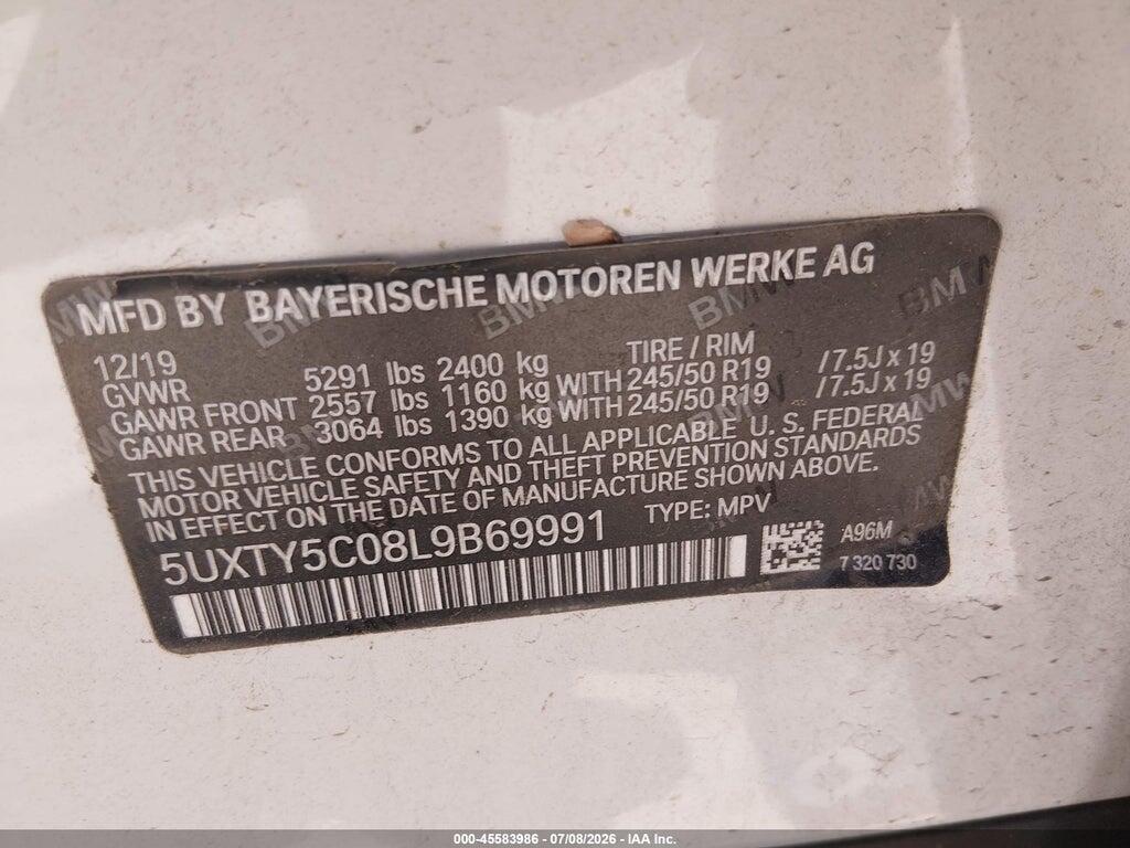 5UXTY5C08L9B69991 2020 BMW X3 photo no. 9