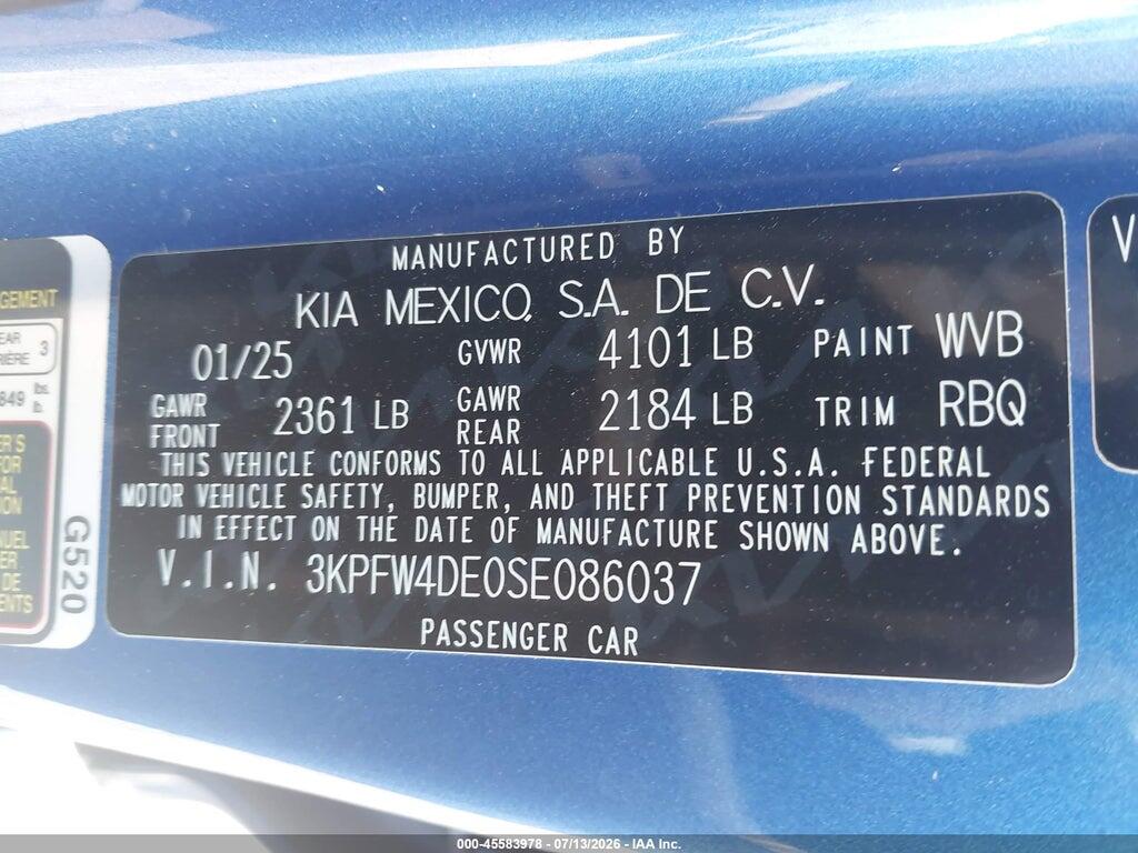 3KPFW4DE0SE086037 2025 KIA K4 photo no. 9