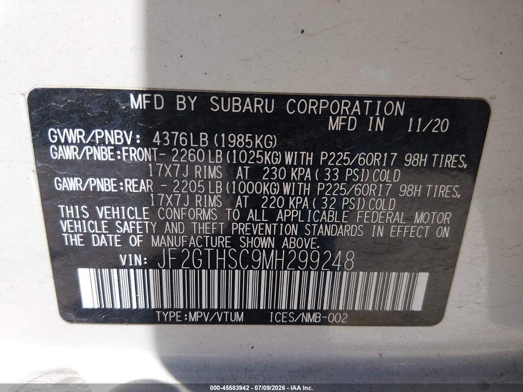 JF2GTHSC9MH299248 2021 SUBARU CROSSTREK photo no. 9
