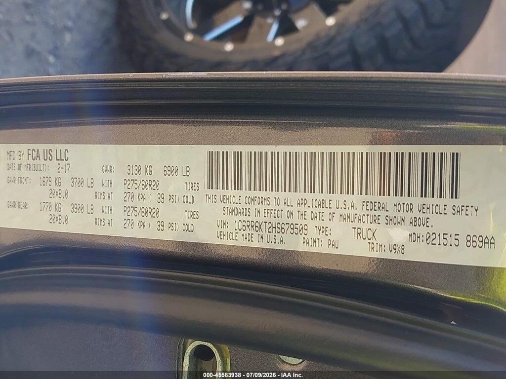 1C6RR6KT2HS679509 2017 RAM 1500 photo no. 9