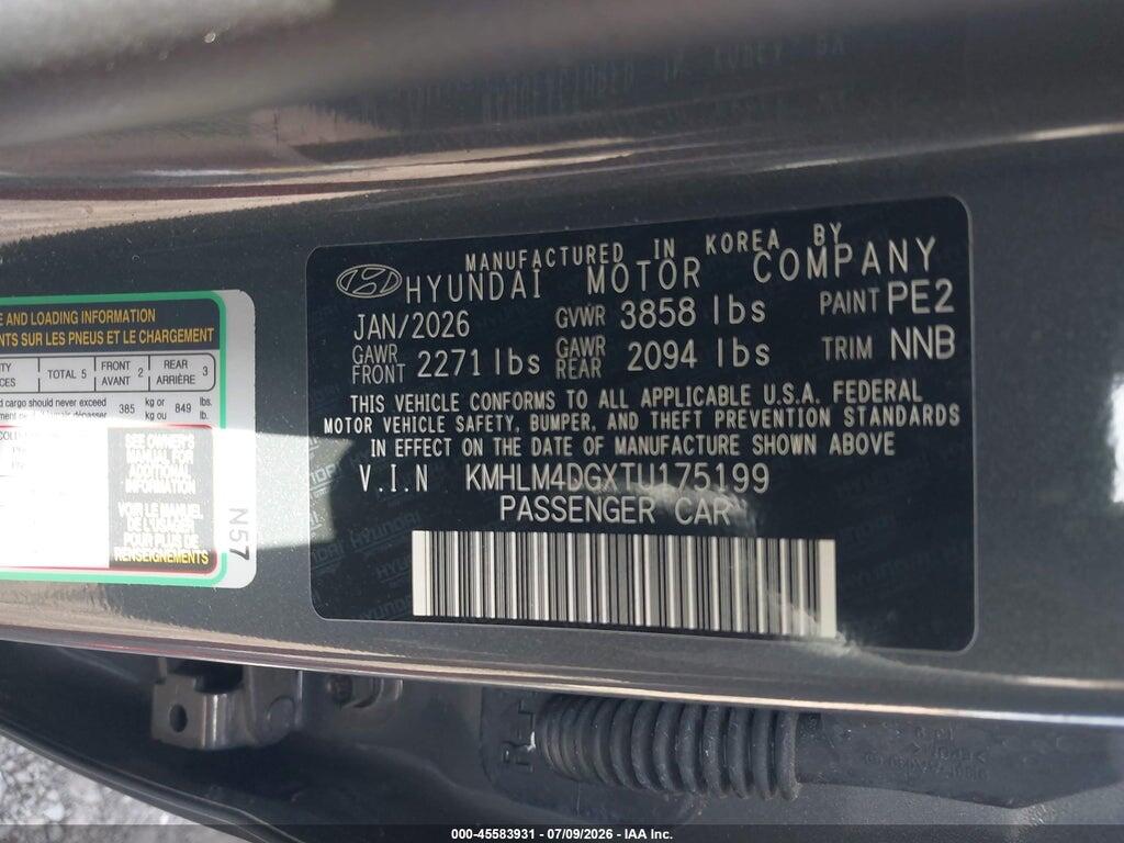 KMHLM4DGXTU175199 2026 HYUNDAI ELANTRA photo no. 9