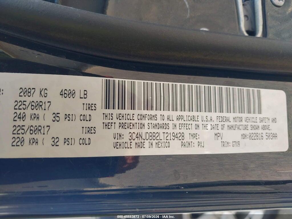 3C4NJDBB2LT219428 2020 JEEP COMPASS photo no. 9