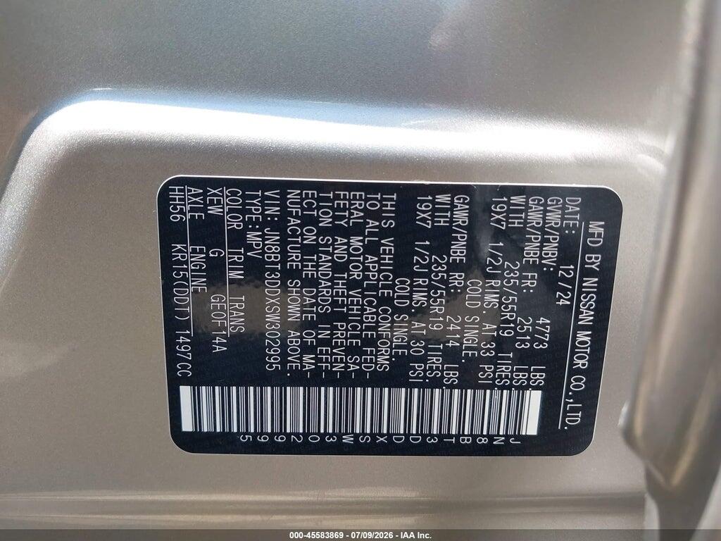 JN8BT3DDXSW302995 2025 NISSAN ROGUE photo no. 9