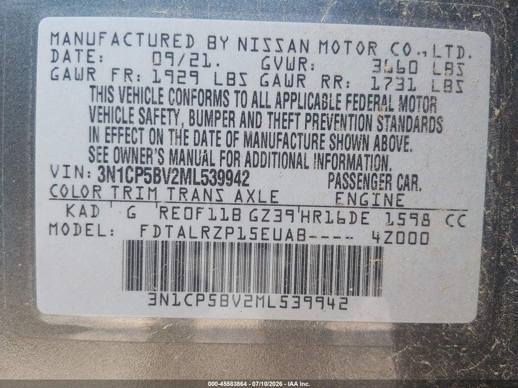 3N1CP5BV2ML539942 2021 NISSAN KICKS photo no. 9