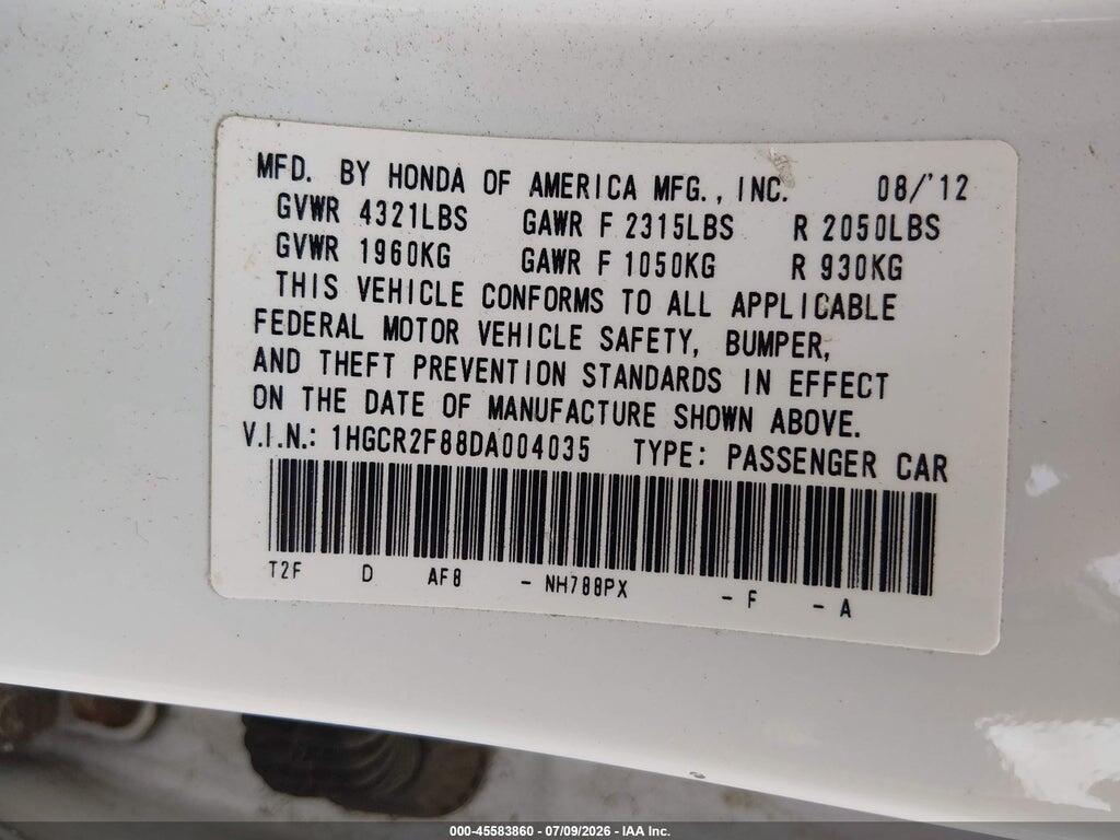 1HGCR2F88DA004035 2013 HONDA ACCORD photo no. 9