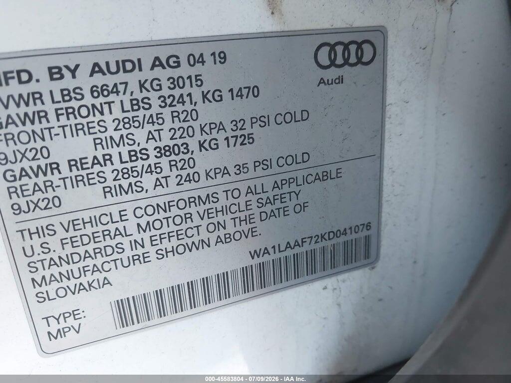 WA1LAAF72KD041076 2019 AUDI Q7 photo no. 9