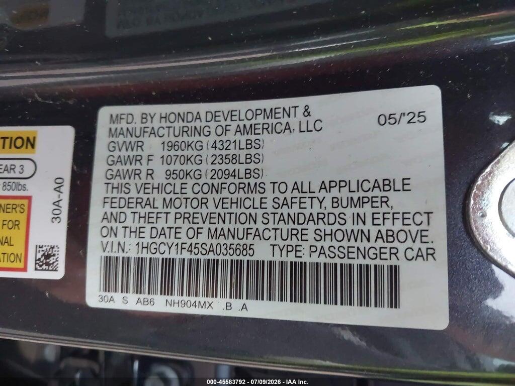 1HGCY1F45SA035685 2025 HONDA ACCORD photo no. 9