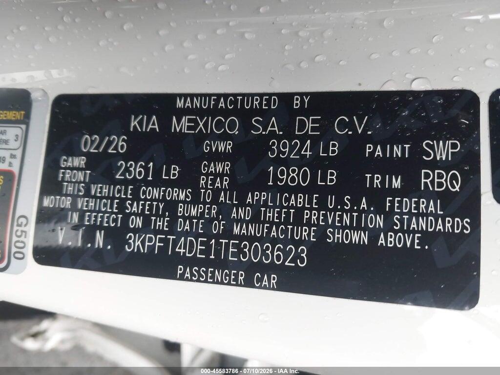 3KPFT4DE1TE303623 2026 KIA K4 photo no. 9