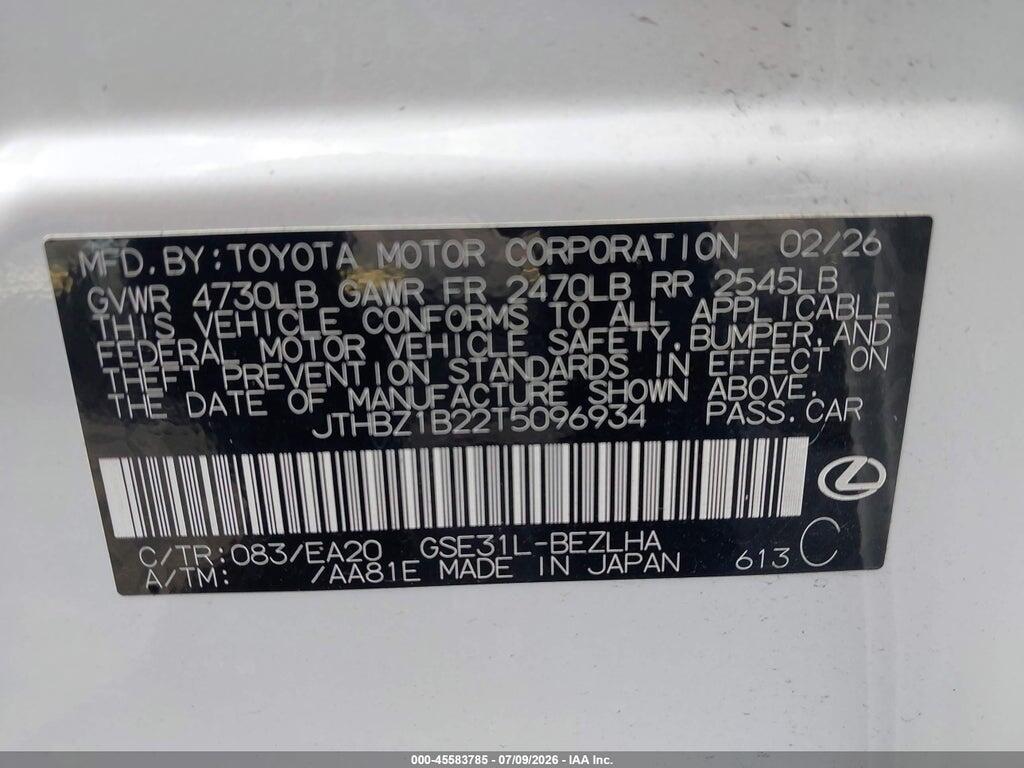 JTHBZ1B22T5096934 2026 LEXUS IS 350 photo no. 9