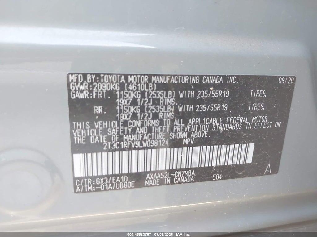 2T3C1RFV9LW098124 2020 TOYOTA RAV4 photo no. 9