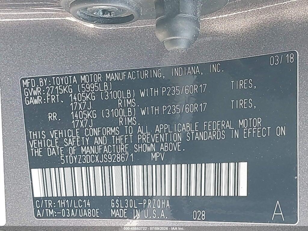 5TDYZ3DCXJS928671 2018 TOYOTA SIENNA photo no. 9