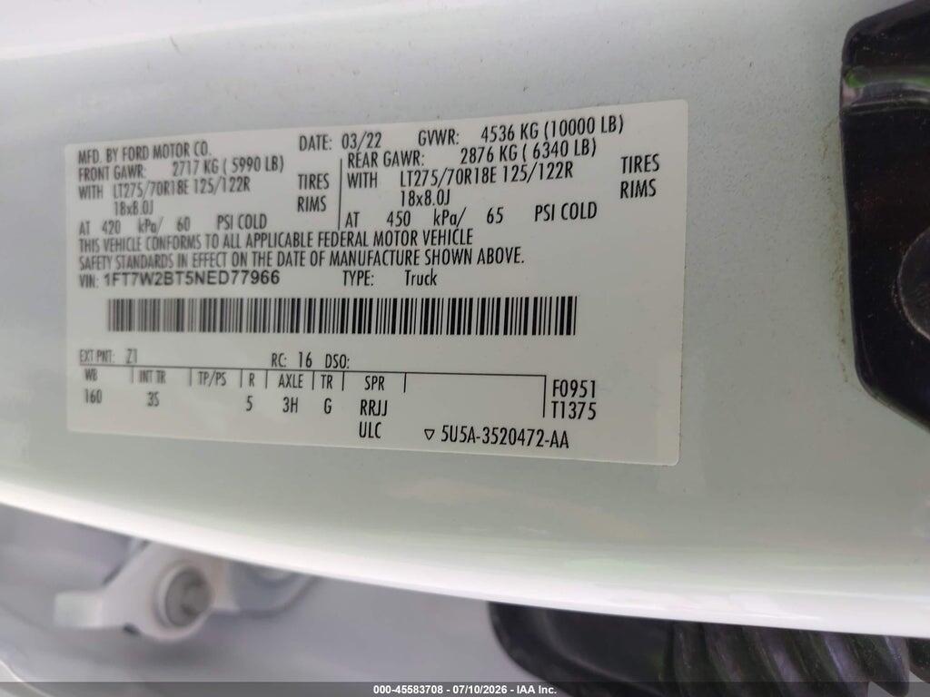 1FT7W2BT5NED77966 2022 FORD F-250 photo no. 9