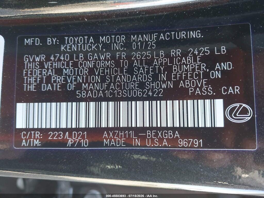 58ADA1C13SU062422 2025 LEXUS ES 300H photo no. 9