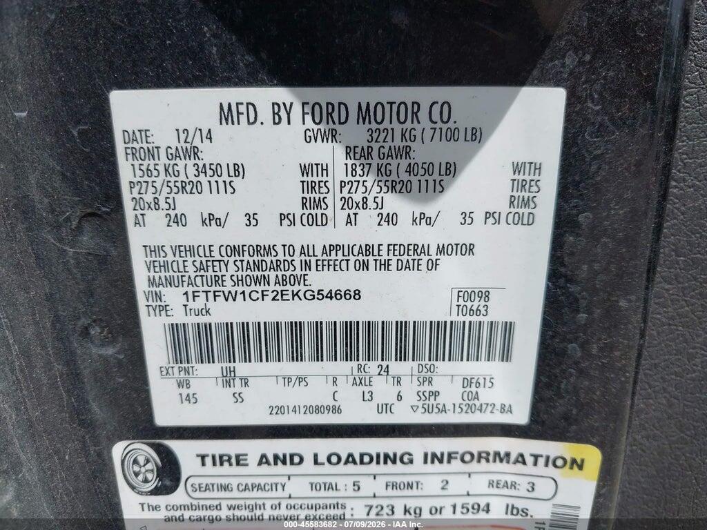 1FTFW1CF2EKG54668 2014 FORD F-150 photo no. 9