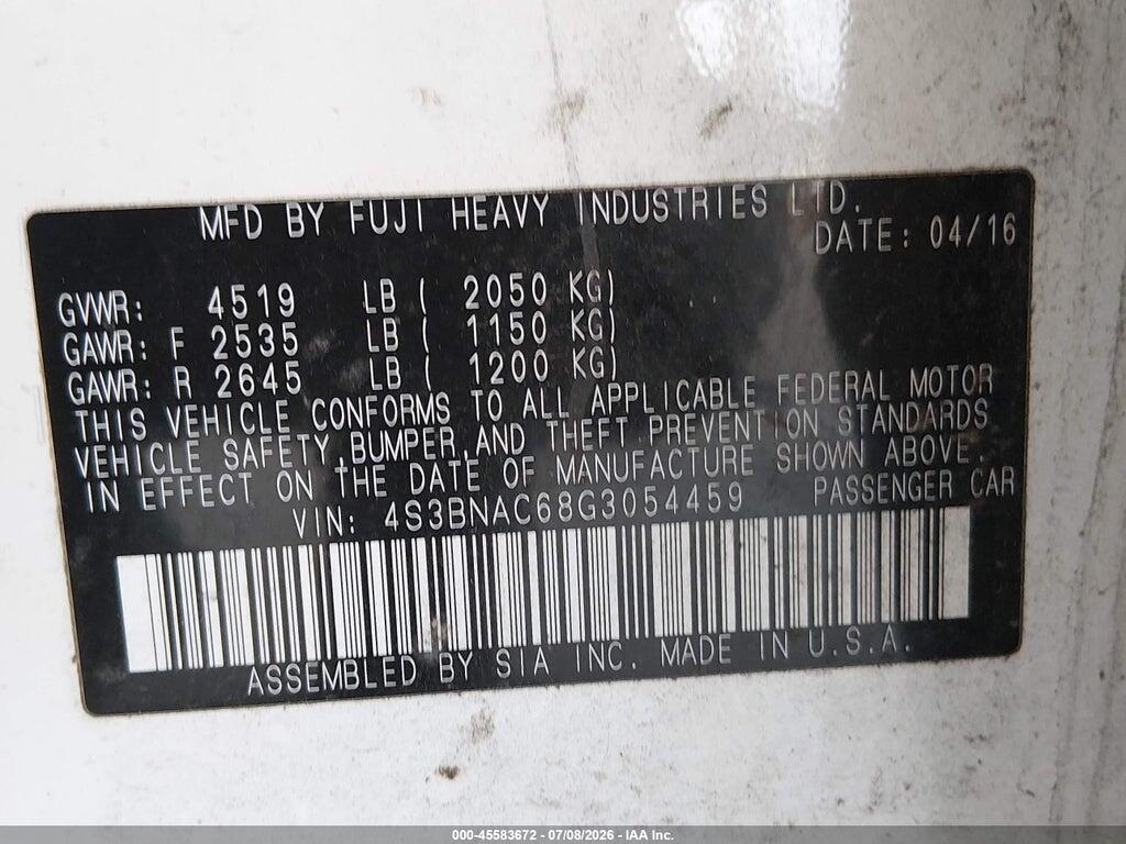 4S3BNAC68G3054459 2016 SUBARU LEGACY photo no. 9