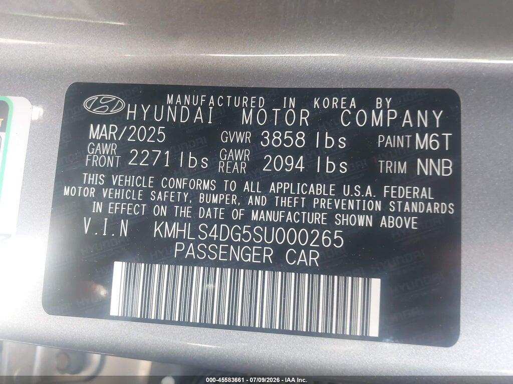 KMHLS4DG5SU000265 2025 HYUNDAI ELANTRA photo no. 9