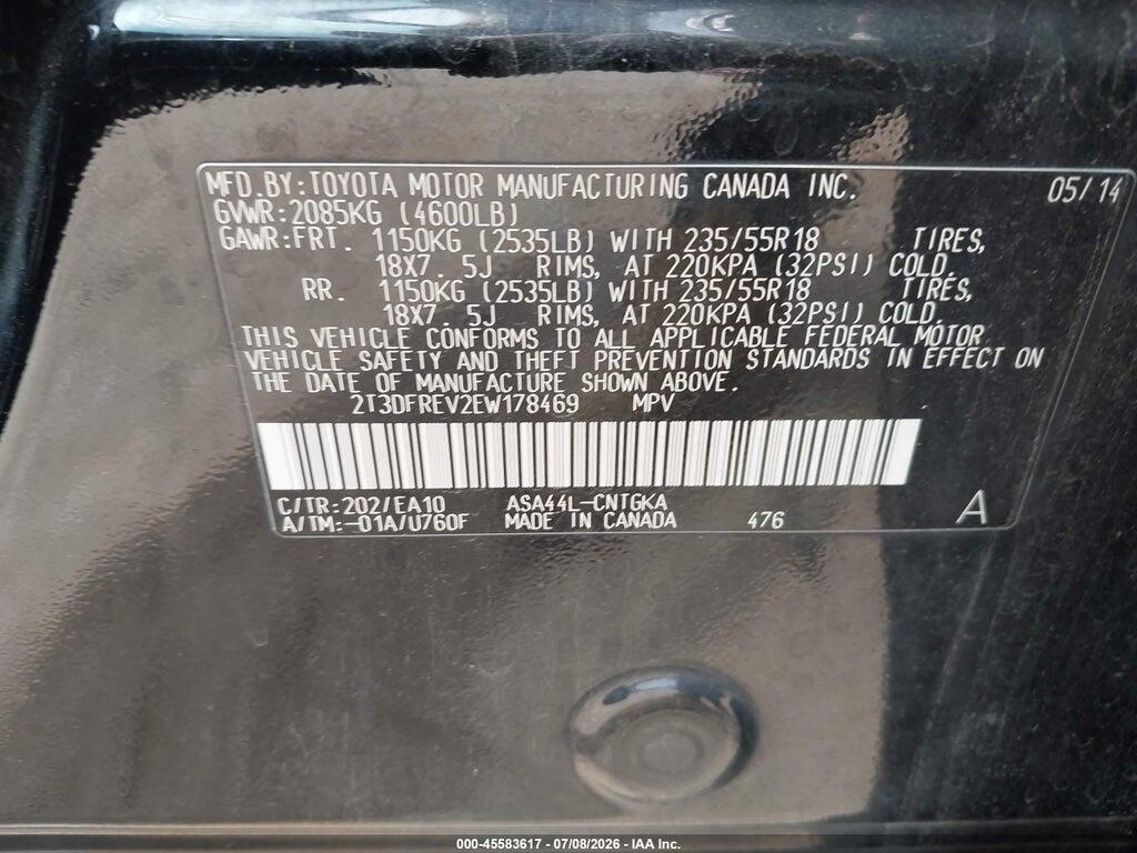 2T3DFREV2EW178469 2014 TOYOTA RAV4 photo no. 9