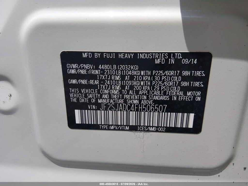 JF2SJADC4FH506507 2015 SUBARU FORESTER photo no. 9